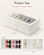 VLANDO sunglasses organizer box, open storage layout for organized storage