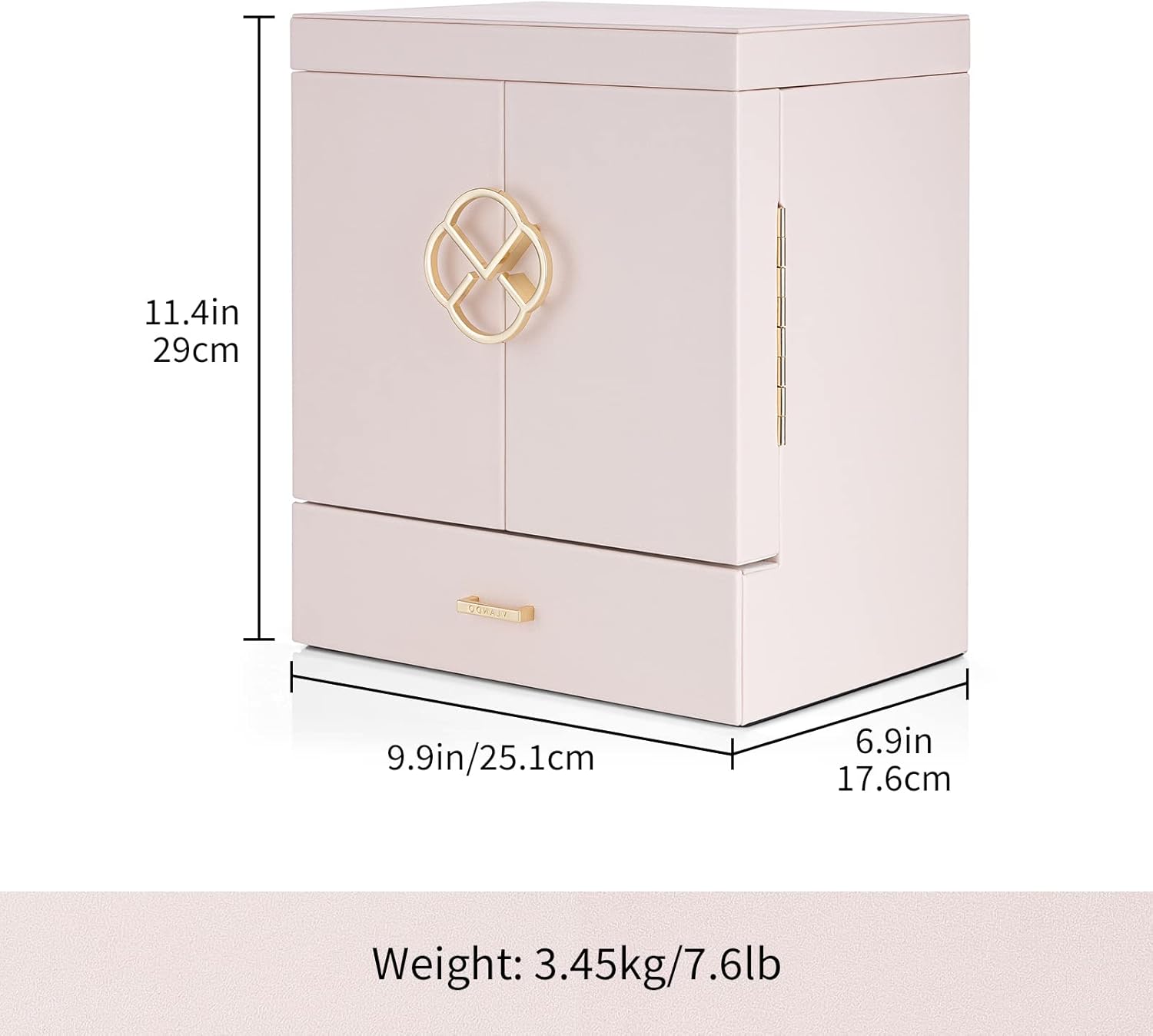 VLANDO Quiet Luxe 6-Layer Large Jewelry Box & Organizer with Mirror