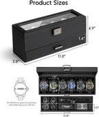 VLANDO 6-Slot Dual-Layer Lockable Watch Box Organizer with Glass Lid