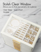 VLANDO Quiet Luxe 6-Layer Glass Lid Jewelry Box Organizer