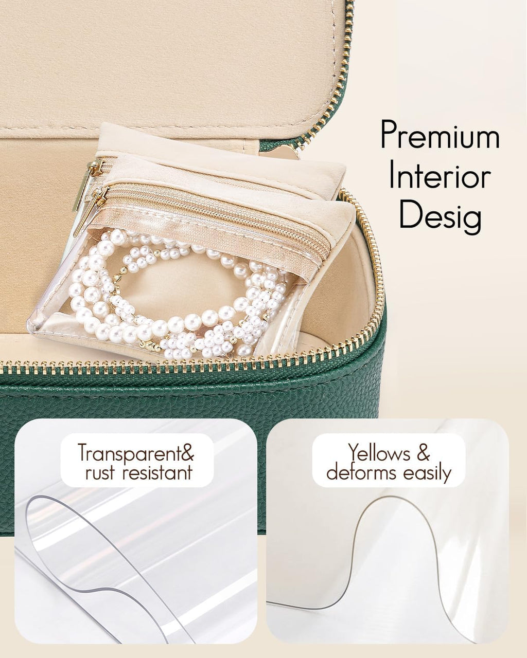 VLANDO Travel Ritua-Maidenhood Faux Leather Jewelry Organizer with 12 Visible Pouches,Portable Jewelry Storage