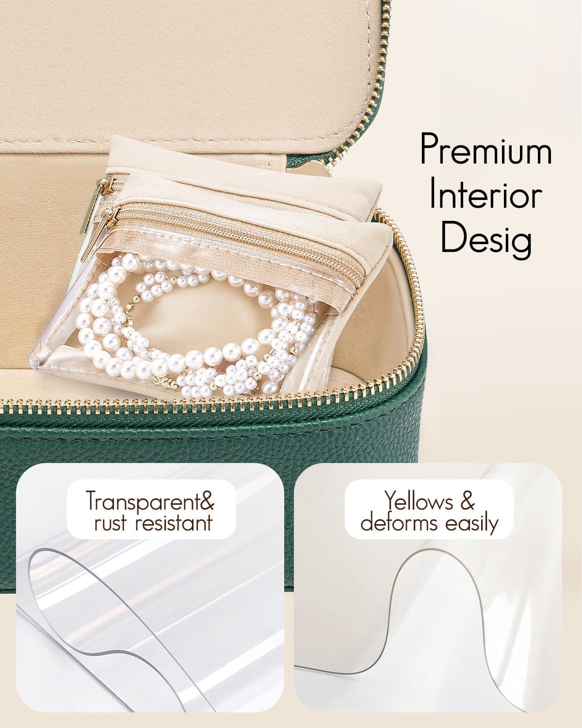 VLANDO Travel Ritua-Maidenhood Faux Leather Jewelry Organizer with 12 Visible Pouches,Portable Jewelry Storage