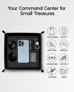 VLANDO Leather Valet Tray Organizer – Nightstand & Vanity Catchall Tray for Keys, Wallet & Accessories