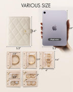 VLANDO Quilted Travel Jewelry Organizer with Clear Zipper Pouches