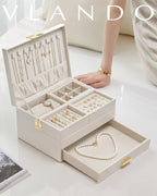 VLANDO Quiet Luxe jewelry box organizer, material and hardware details