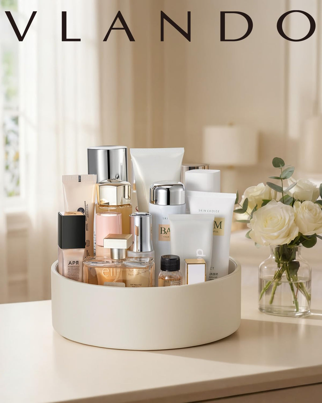 VLANDO 360° Rotating PU Leather Perfume & Makeup Organizer