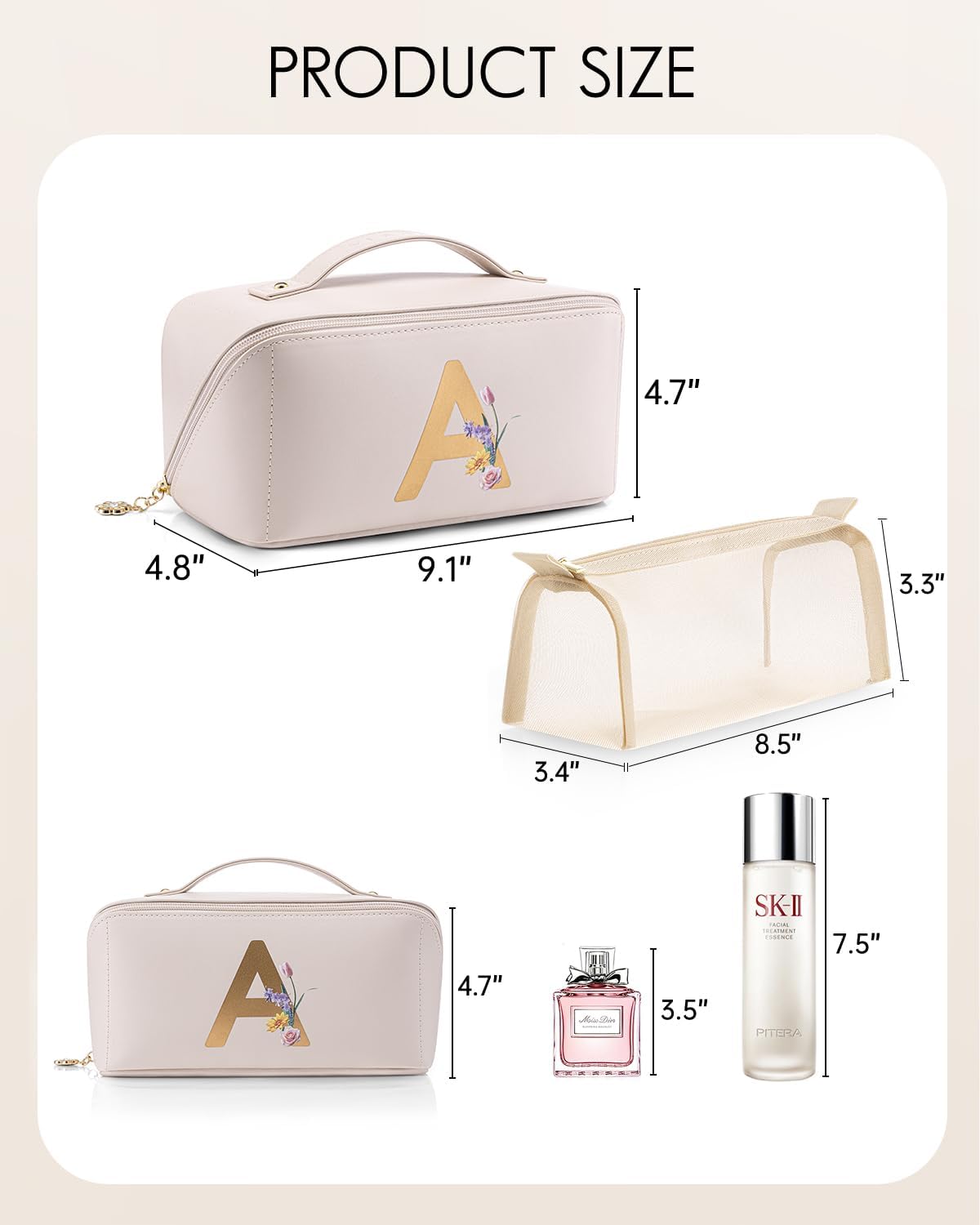 VLANDO Personalized Makeup Bag, Custom Cosmetic Organizer, Birthday Gift for Women Teen Girls US Exclusive Deal