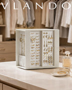 VLANDO Rotating Jewelry Box – Quiet Luxe 360° Large Jewelry Organizer with 5 Drawers