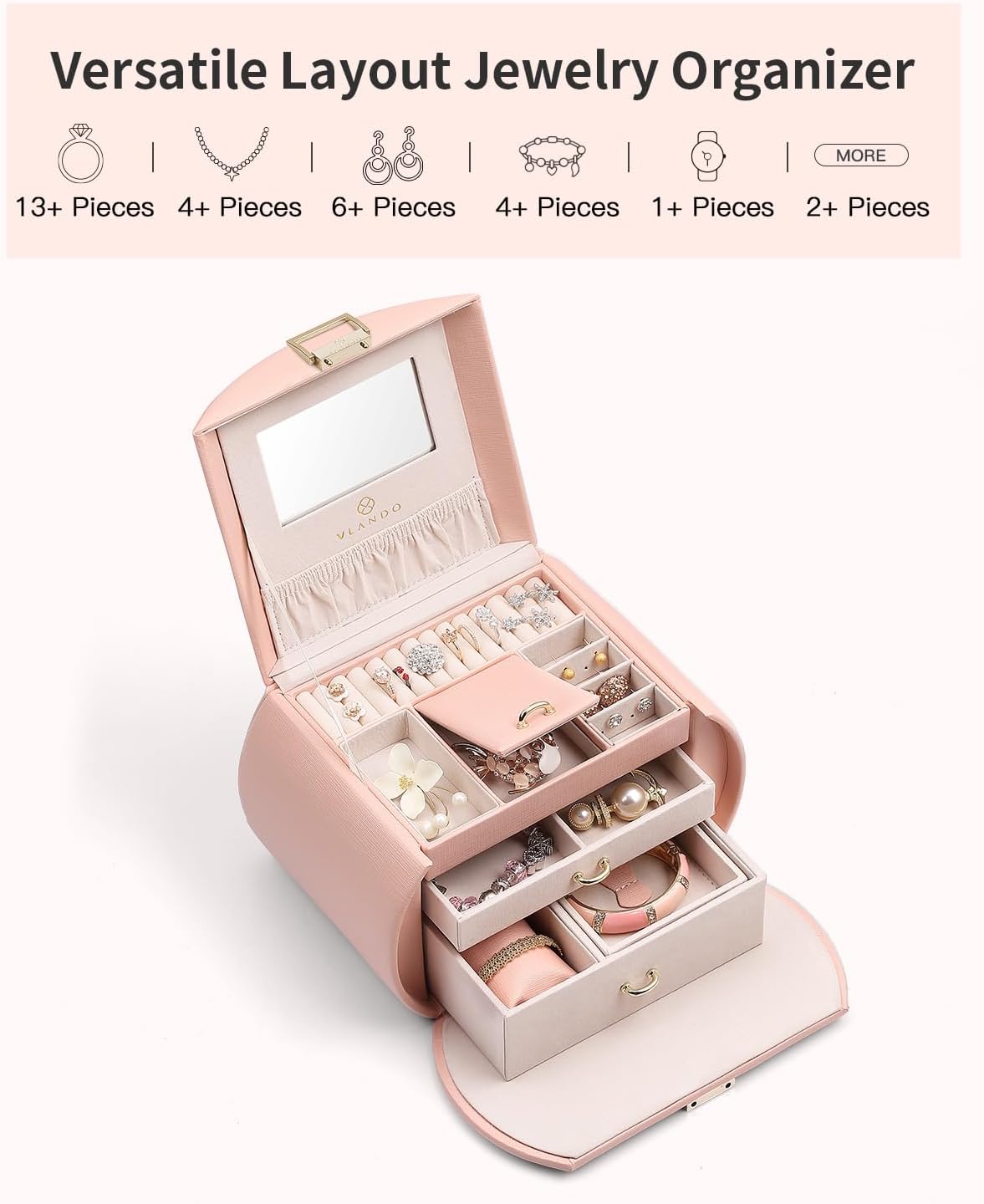 VLANDO Luna Half‑moon Princess Style Girl Jewelry Box