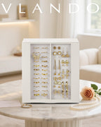 VLANDO Rotating Jewelry Box – Quiet Luxe 360° Large Jewelry Organizer with 5 Drawers