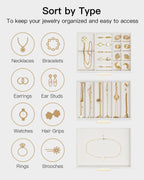 VLANDO Cinderella‑3 drawers Quiet Luxe 3‑Layer Glass Lid Jewelry Box Organizer