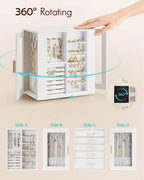 VLANDO Quiet Luxe jewelry box organizer, size and capacity guide