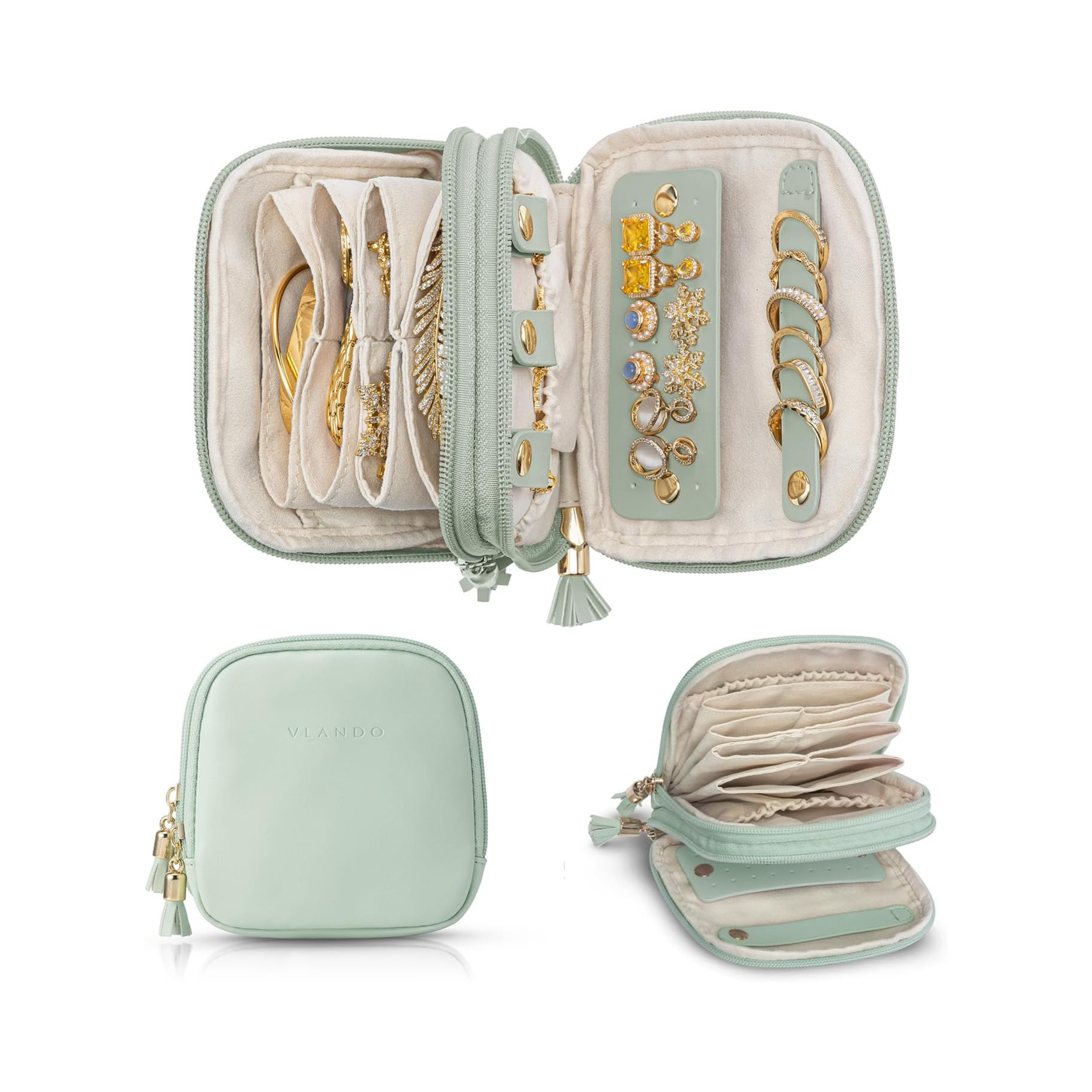 Vlando 2-Layer Travel Jewelry Organizer