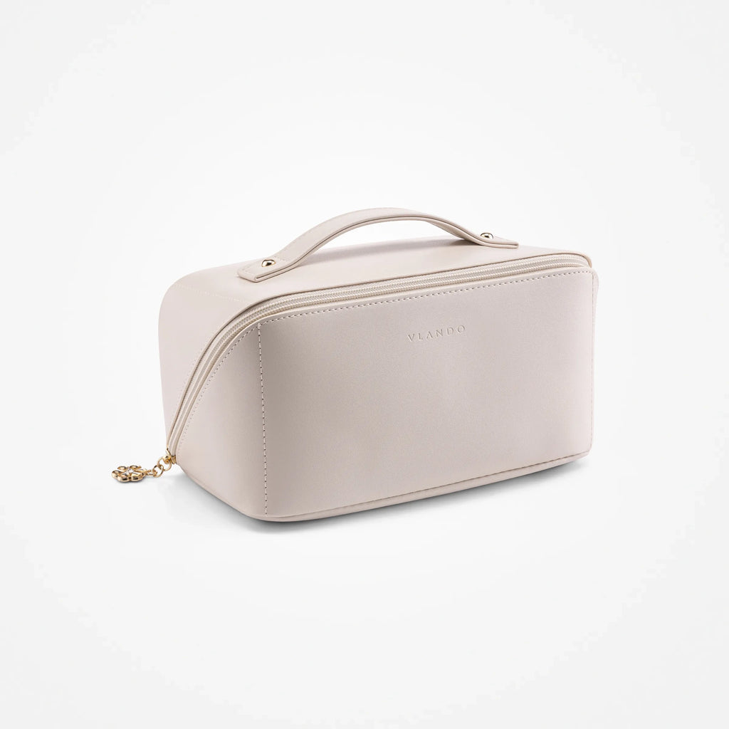 VLANDO Travel Makeup & Toiletry Bag – Large PU Leather Cosmetic Organizer