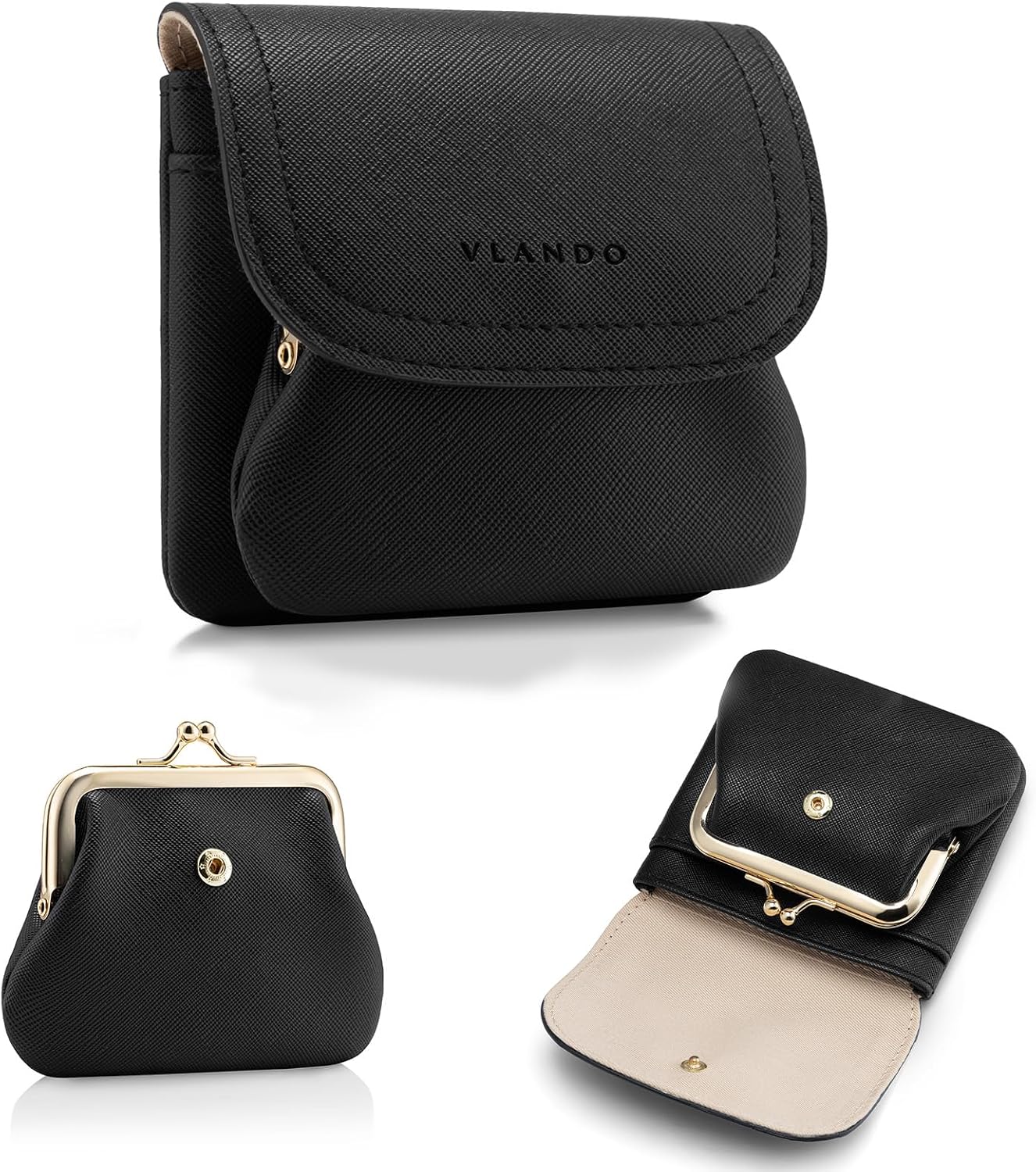 VLANDO 2-in-1 Small Travel Jewelry Case with Removable Pouch