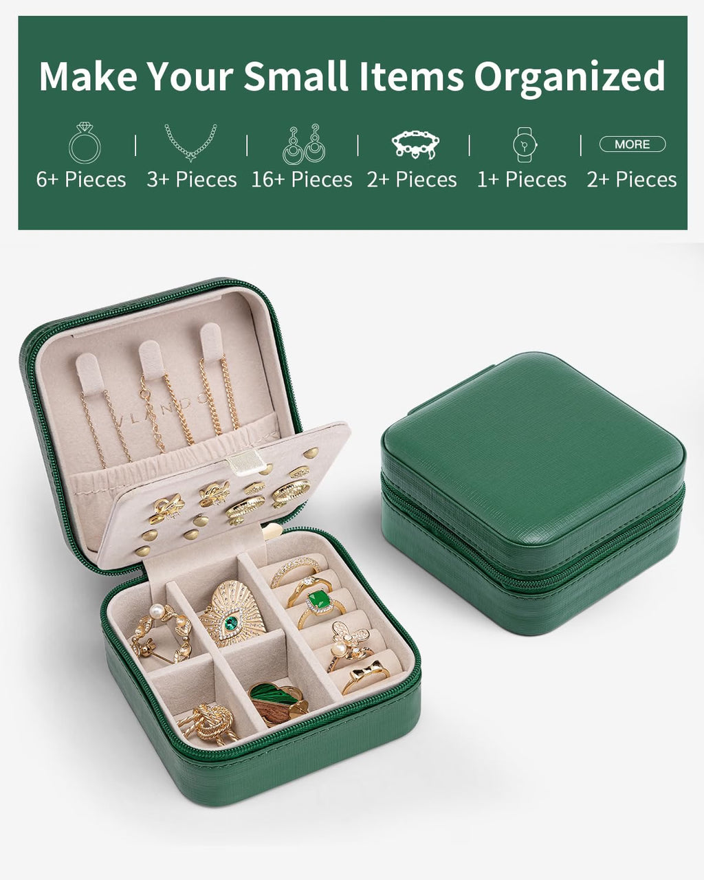 VLANDO Macaron‑Ear Stud Plate Macaron Regular – Small Portable Travel Jewelry Box Organizer
