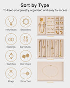 VLANDO Cinderella‑3 drawers Quiet Luxe 3‑Layer Glass Lid Jewelry Box Organizer