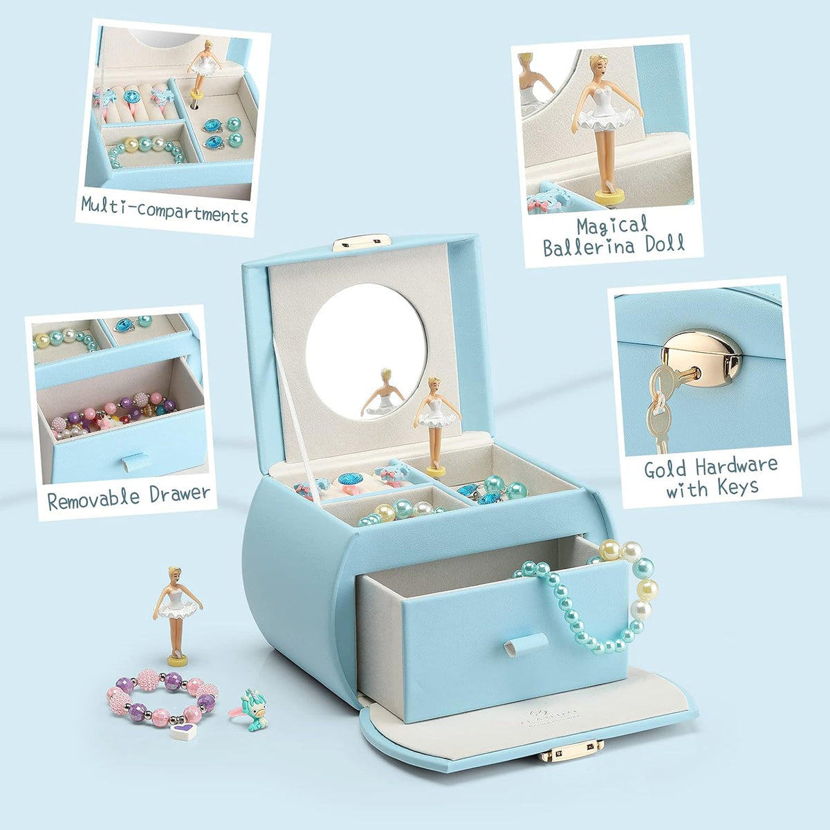 VLANDO Ballerina Musical Jewelry Box Girls Gift Musical Box