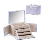 VLANDO Large Jewelry Box Organizer with Mirror & 3 Drawers For Women Girls