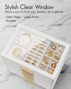 VLANDO Quiet Luxe 5-Layer Glass Lid Jewelry Box Organizer