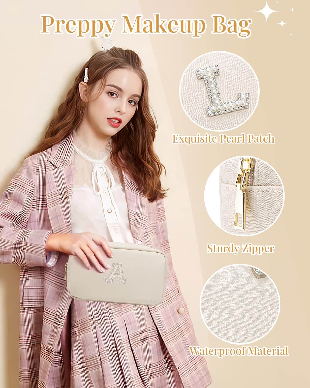 VLANDO Travel Ritual-Mini Makeup Bag,Travel Makeup Bag,Personalized Birthday Gifts for Her