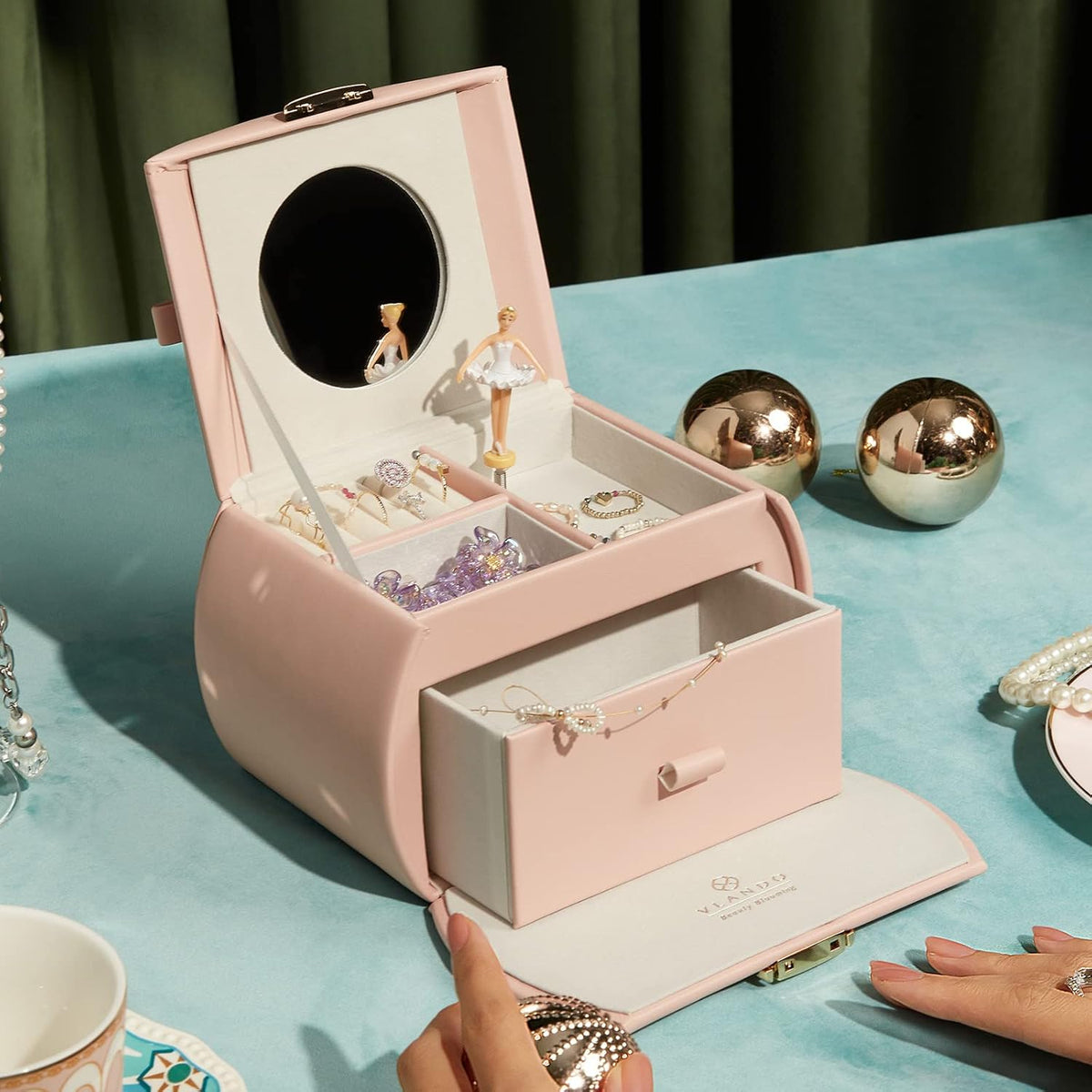 VLANDO Ballerina Musik-Schmuckkästchen, Mädchengeschenk, Musikbox