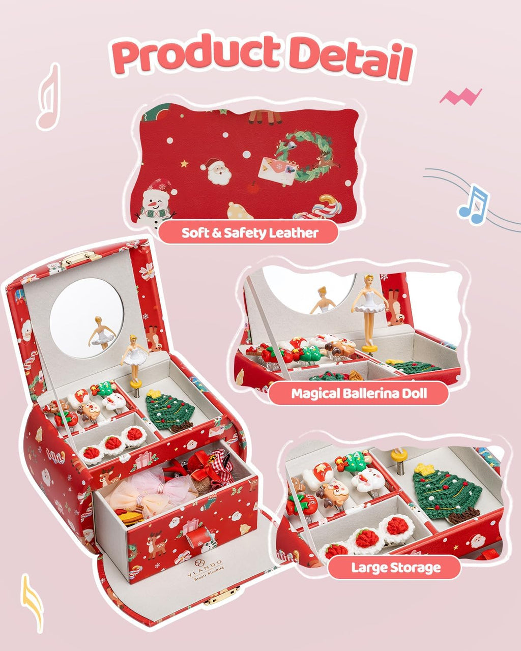 VLANDO Ballerina Musical Jewelry Box Girls Gift Musical Box