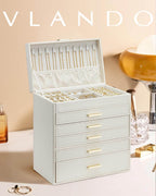 VLANDO Quiet Luxe jewelry box organizer, interior compartment details