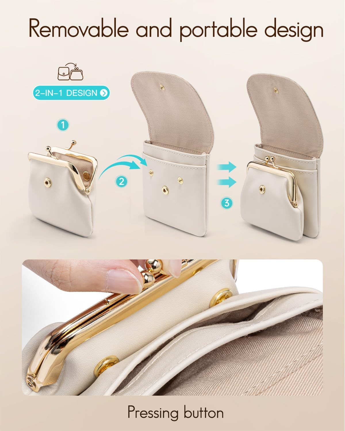 VLANDO 2-in-1 Small Travel Jewelry Case with Removable Pouch