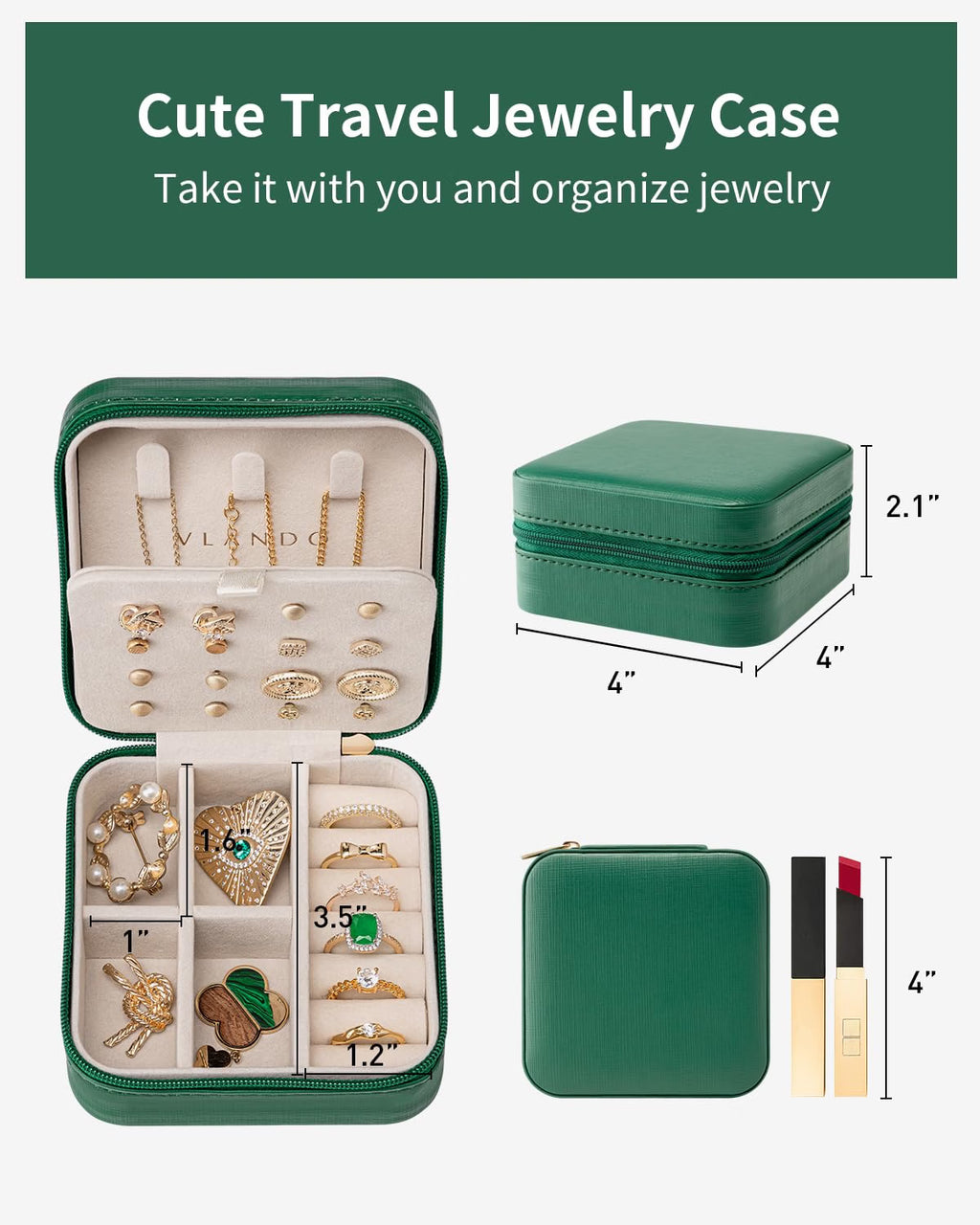 VLANDO Macaron‑Ear Stud Plate Macaron Regular – Small Portable Travel Jewelry Box Organizer