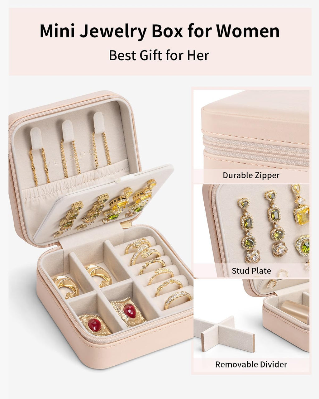 VLANDO Macaron‑Ear Stud Plate Macaron Regular – Small Portable Travel Jewelry Box Organizer
