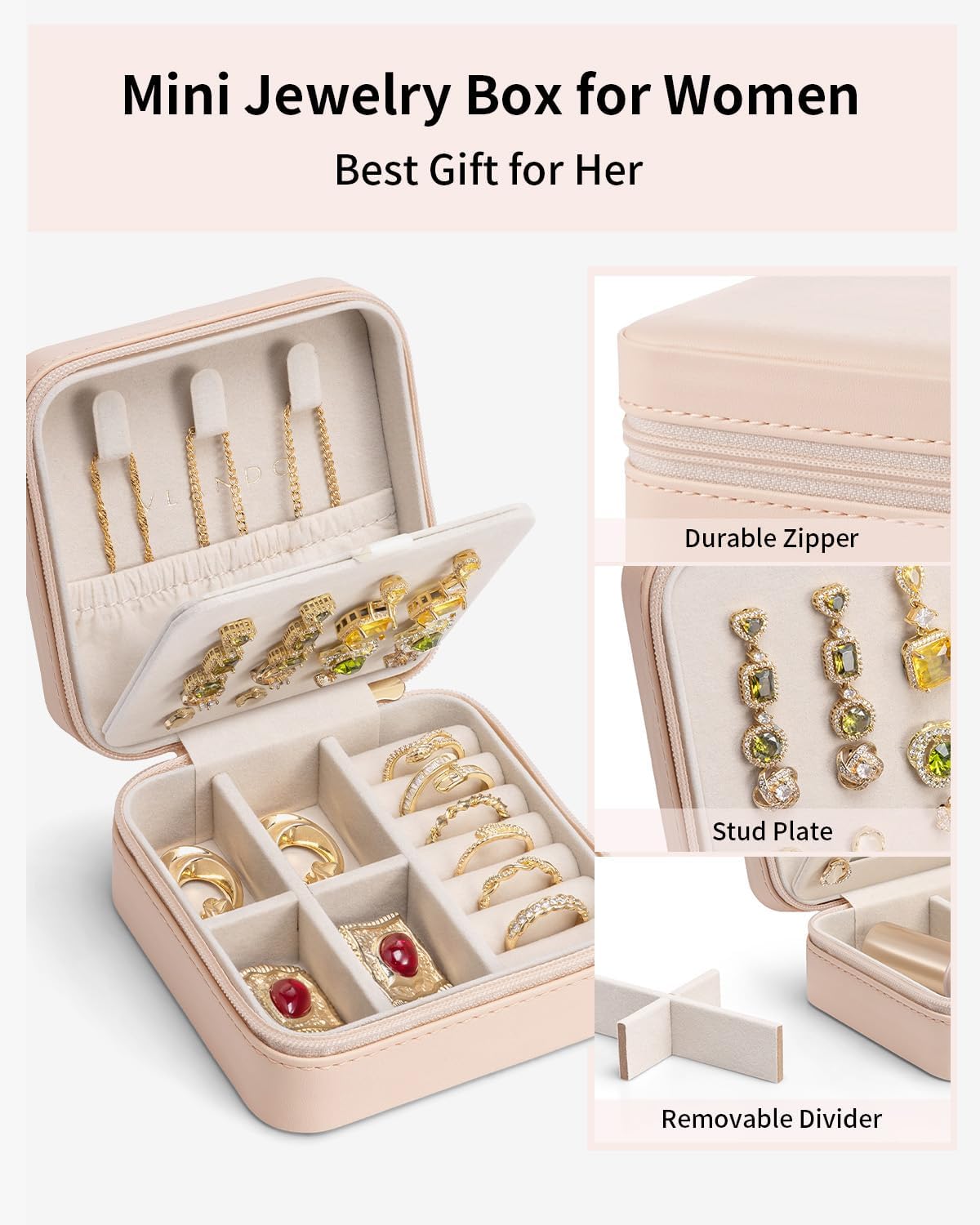 VLANDO Macaron‑Ear Stud Plate Macaron Regular – Small Portable Travel Jewelry Box Organizer