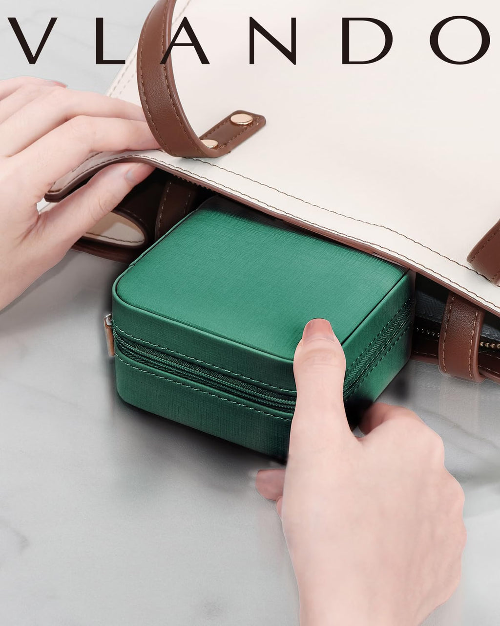 VLANDO Macaron‑Ear Stud Plate Macaron Regular – Small Portable Travel Jewelry Box Organizer
