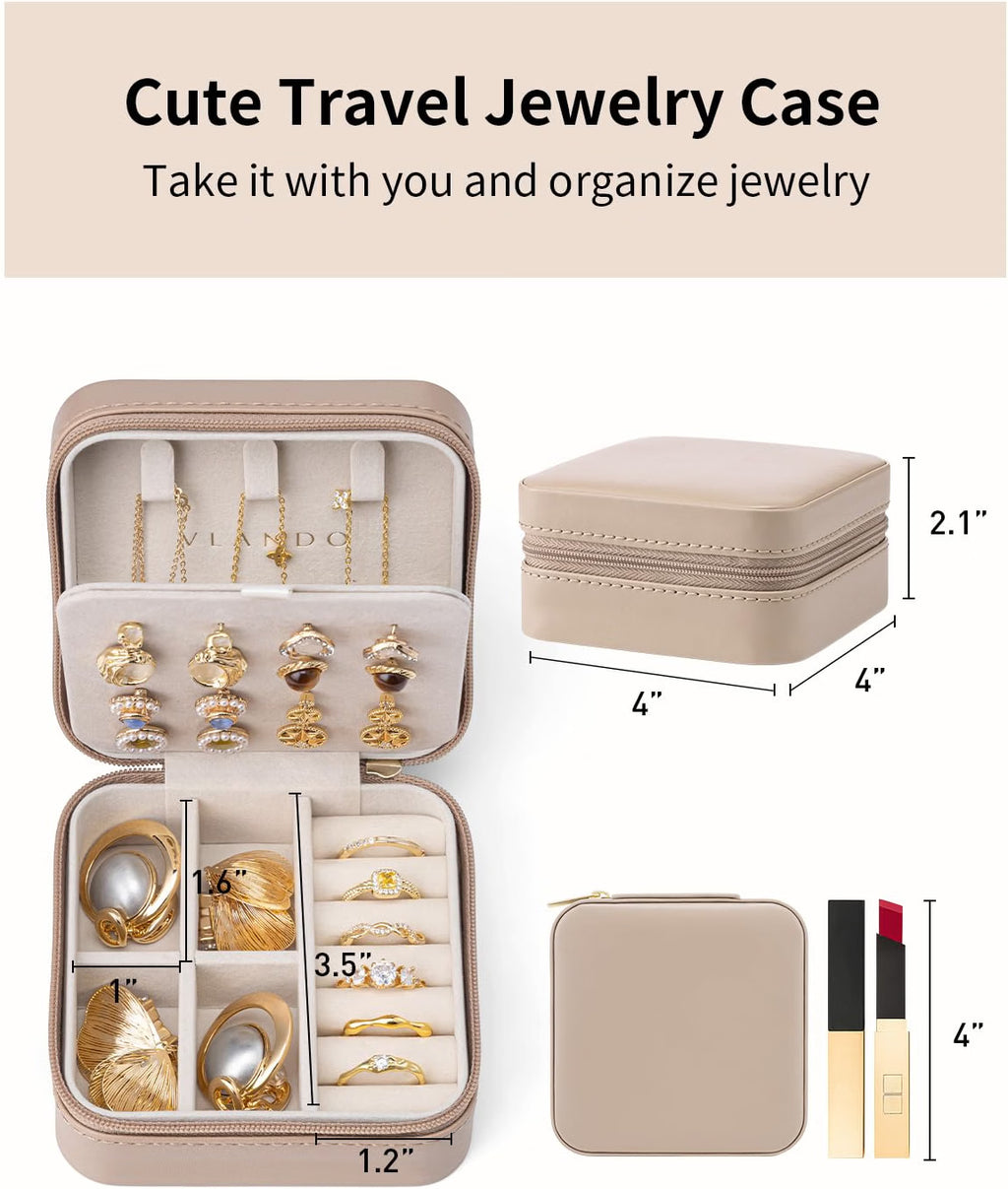 VLANDO Macaron‑Ear Stud Plate Macaron Regular – Small Portable Travel Jewelry Box Organizer