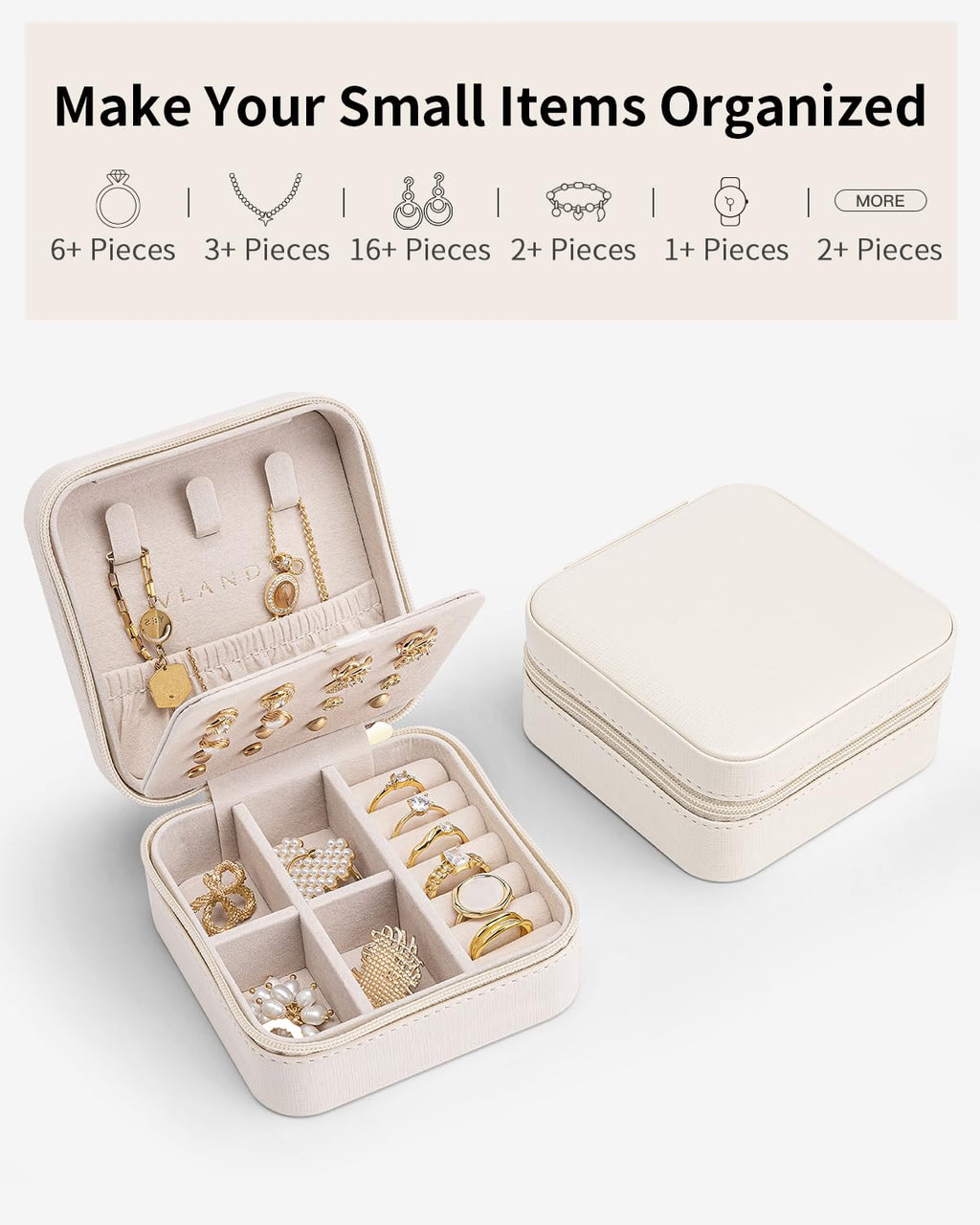 VLANDO Macaron‑Ear Stud Plate Macaron Regular – Small Portable Travel Jewelry Box Organizer