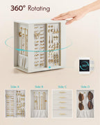 VLANDO Rotating Jewelry Box – Quiet Luxe 360° Large Jewelry Organizer with 5 Drawers