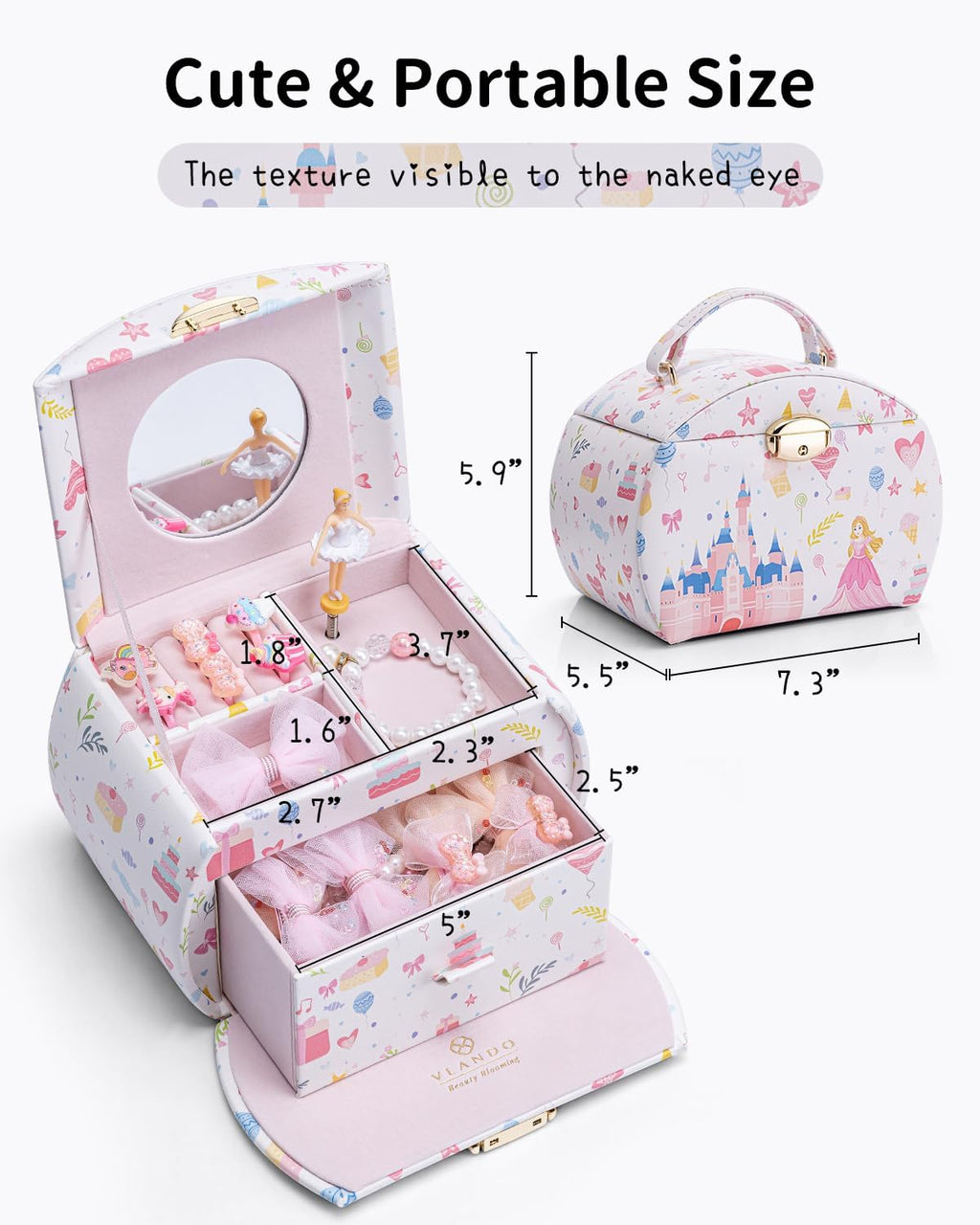 VLANDO Ballerina Musical Jewelry Box Girls Gift Musical Box