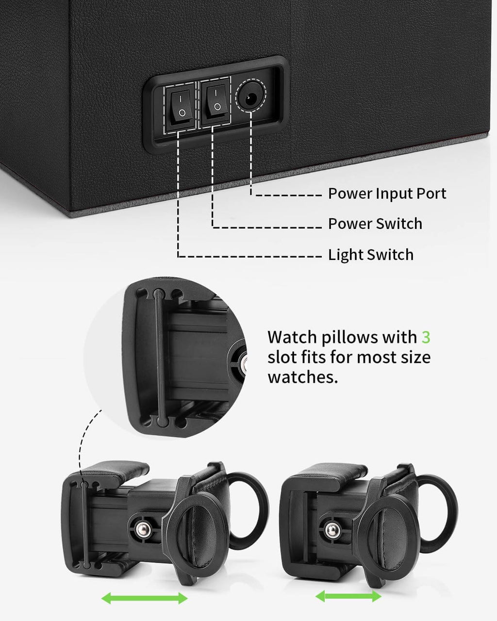 VLANDO Automatic Double Watch Winder with Jewelry Valet Tray