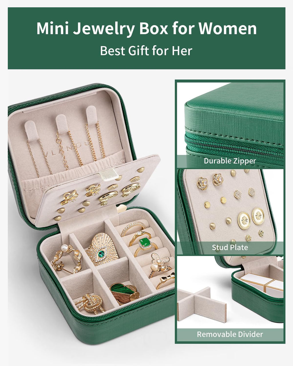 VLANDO Macaron‑Ear Stud Plate Macaron Regular – Small Portable Travel Jewelry Box Organizer
