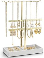 VLANDO 2-Tier Leather Jewelry Stand Organizer, Cloud White Jewelry Holder for Necklaces, Earrings, Bracelets & Rings US Exclusive Deal