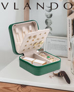 VLANDO Macaron‑Ear Stud Plate Macaron Regular – Small Portable Travel Jewelry Box Organizer