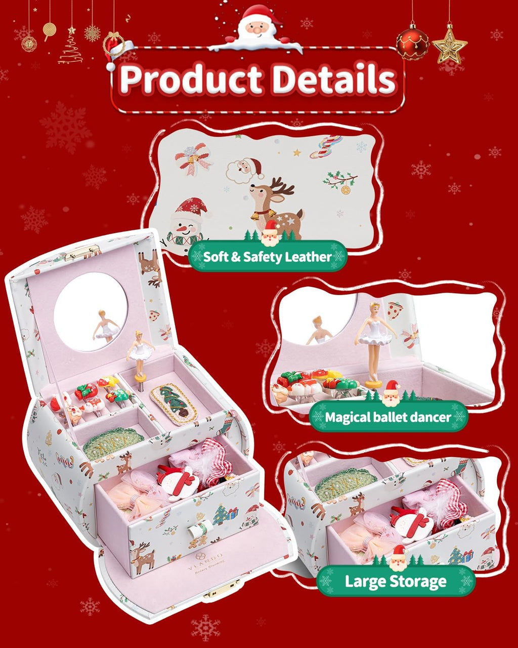 VLANDO Ballerina Musical Jewelry Box Girls Gift Musical Box