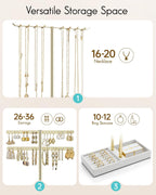 VLANDO 2-Tier Leather Jewelry Stand Organizer, Cloud White Jewelry Holder for Necklaces, Earrings, Bracelets & Rings US Exclusive Deal