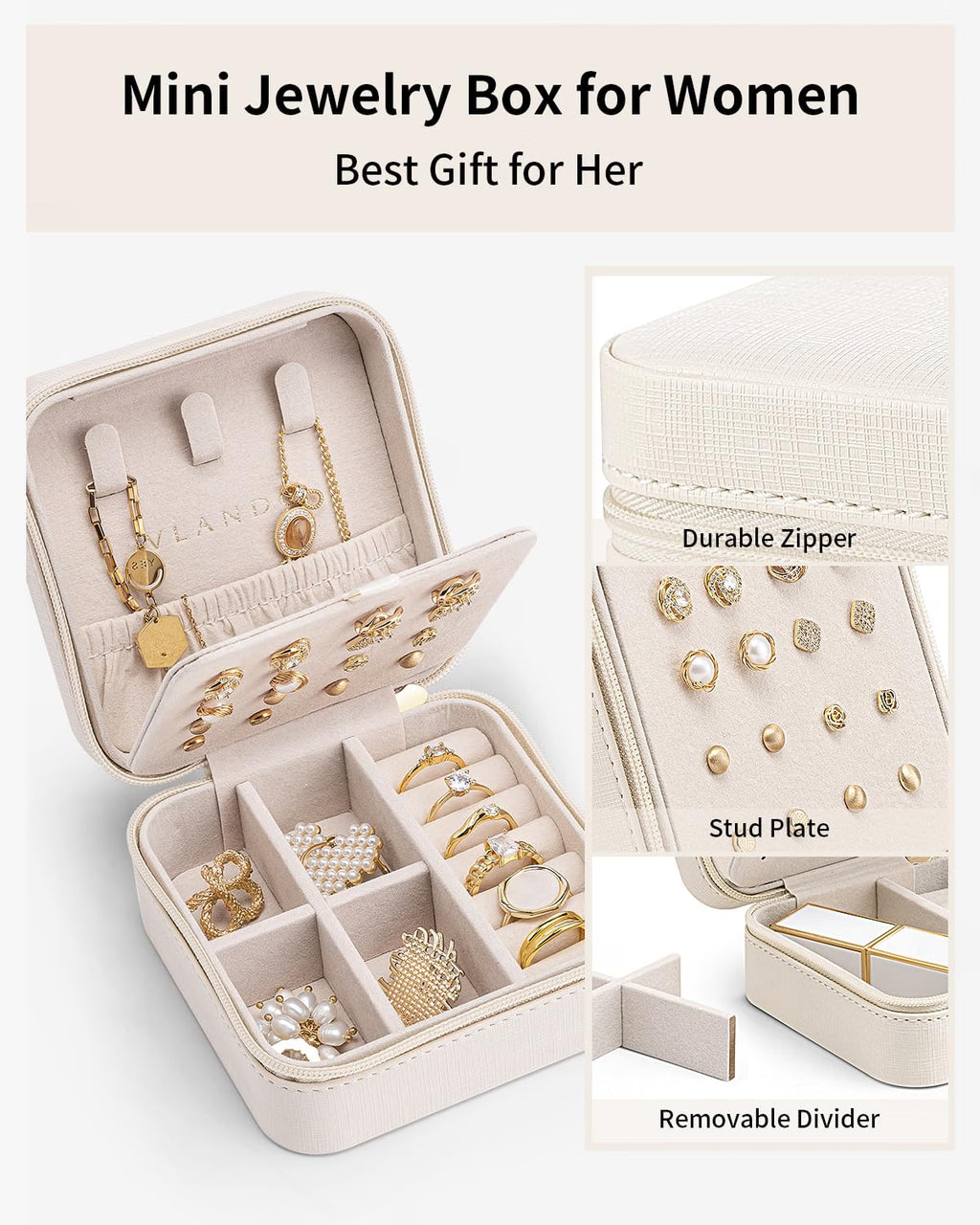 VLANDO Macaron‑Ear Stud Plate Macaron Regular – Small Portable Travel Jewelry Box Organizer