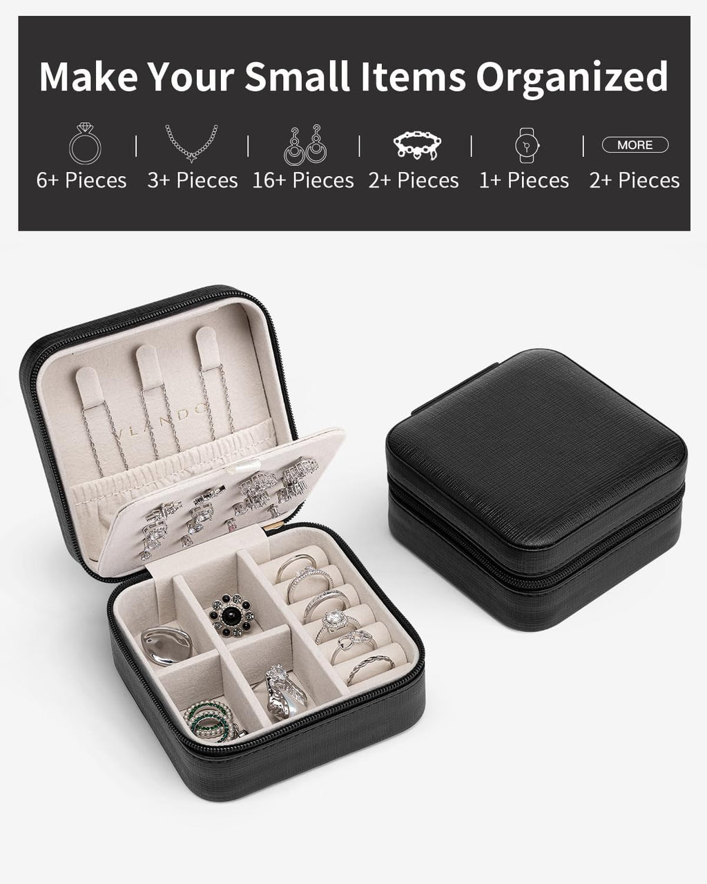 VLANDO Macaron‑Ear Stud Plate Macaron Regular – Small Portable Travel Jewelry Box Organizer