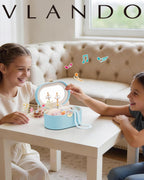 VLANDO Oval Music Box Musical Jewelry Box for Girls – Spinning Ballerina, Soft Faux Leather Kids Jewelry Organizer & Mirror