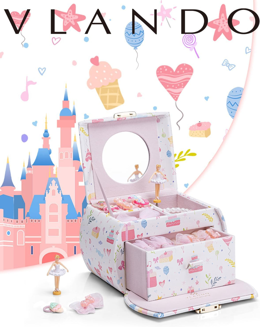 VLANDO Ballerina Musical Jewelry Box Girls Gift Musical Box