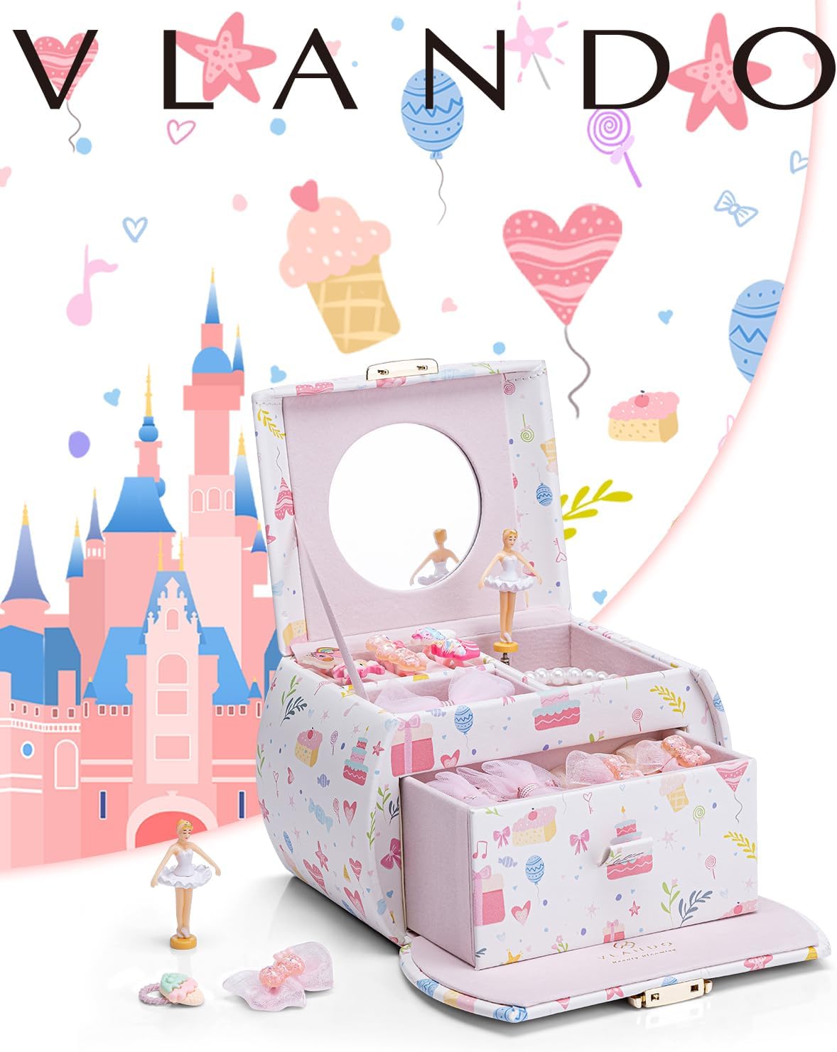VLANDO Ballerina Musical Jewelry Box Girls Gift Musical Box