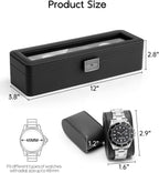 VLANDO 6-Slot Lockable Leather Watch Box with Glass Lid & Soft Pillows