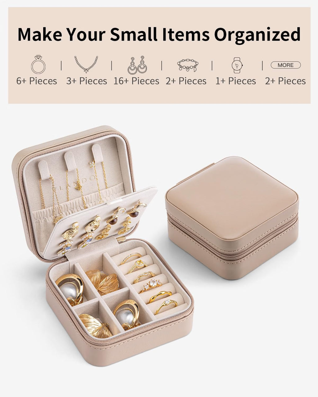 VLANDO Macaron‑Ear Stud Plate Macaron Regular – Small Portable Travel Jewelry Box Organizer